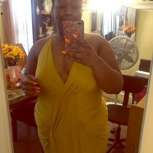 Sexy Mustard hi low dress fashion Nova